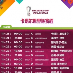 2022卡塔尔世界杯最新赛程公布