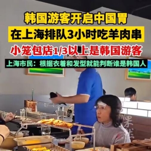 排队3小时吃羊肉串 上海已经成为无数韩国游客向往的旅游胜地 ...
